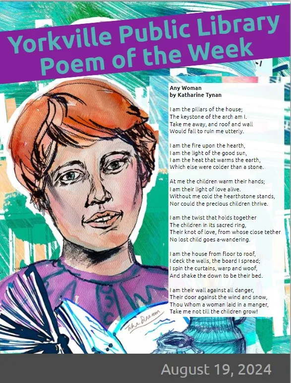 Painting of poet Katharine Tynan and the text of her poem "Any Woman"